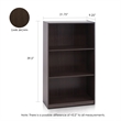 Pemberly Row Engineered Wood 3-Tier Bookcase Storage Shelves in Dark Brown