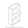 Pemberly Row Engineered Wood 3-Tier Bookcase Storage Shelves in Dark Walnut