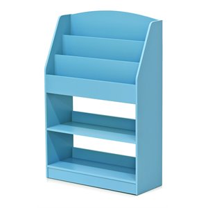 Pemberly Row Engineered Wood Magazine/Bookshelf with Storage in Light Blue
