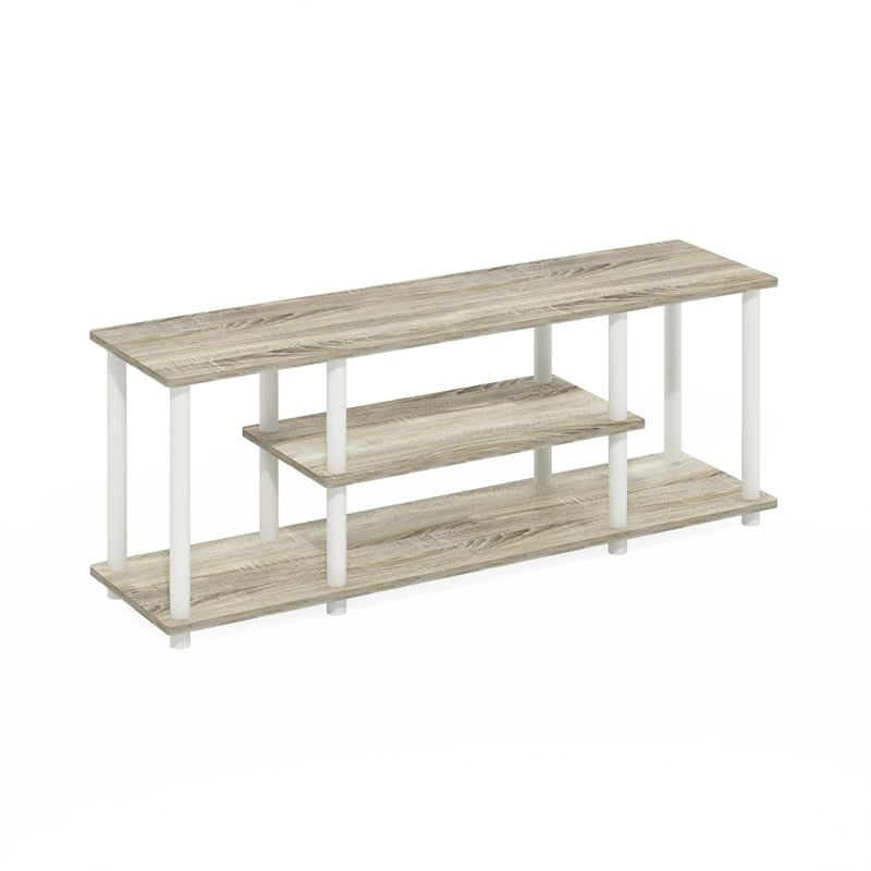 Pemberly Row Turn-N-Tube Oak/White Wood Entertainment TV Stand for TV up to 50