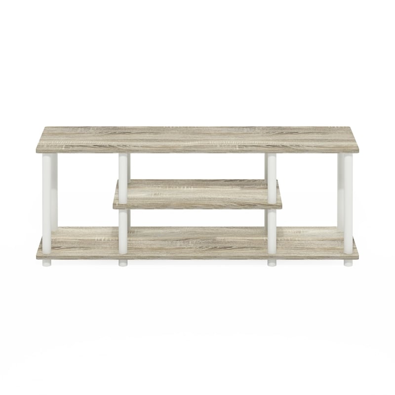 Pemberly Row Turn-N-Tube Oak/White Wood Entertainment TV Stand for TV up to 50