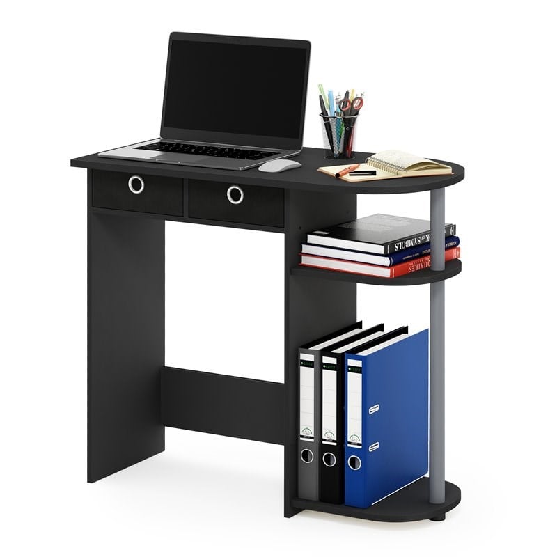 Pemberly Row Wood Home Laptop Notebook Computer Desk in Black/Gray