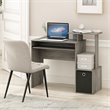 Pemberly Row Wood Computer Writing Desk w/Bin in French Oak Gray/Black