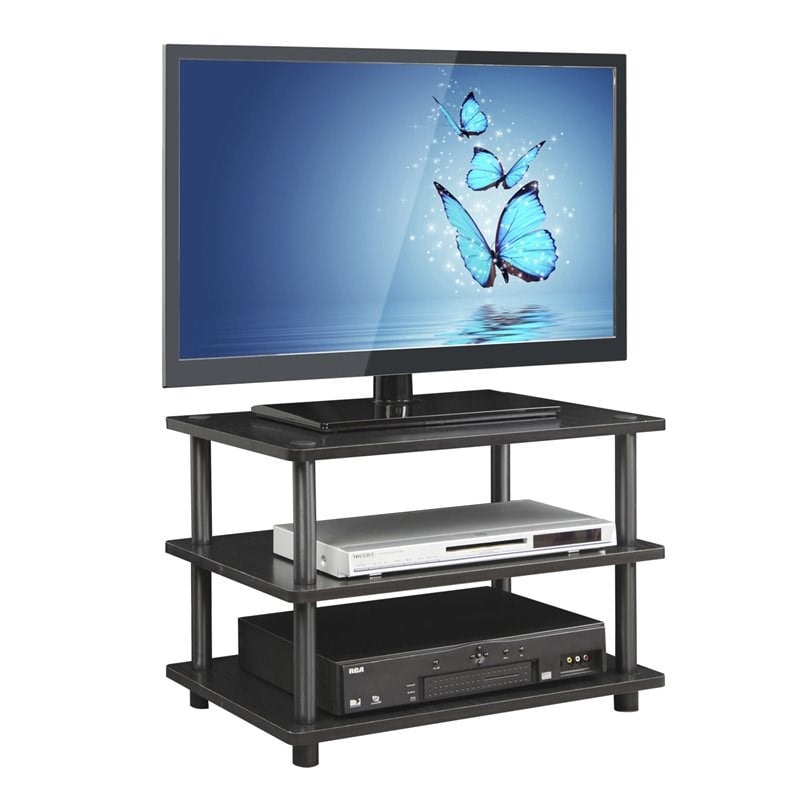 Pemberly Row Turn-N-Tube Wood 3-Tier Corner TV Stand for TV up to 25
