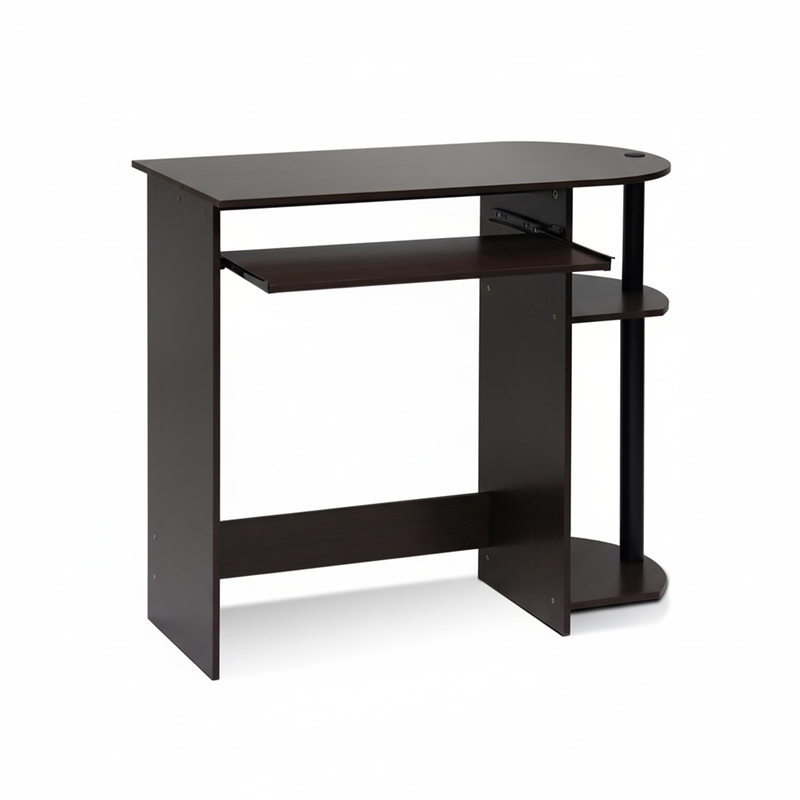 Pemberly Row Engineered Wood Simplistic Computer Desk in Dark Brown/Black