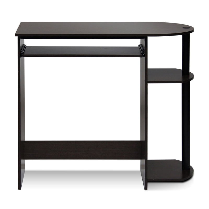 Pemberly Row Engineered Wood Simplistic Computer Desk in Dark Brown/Black