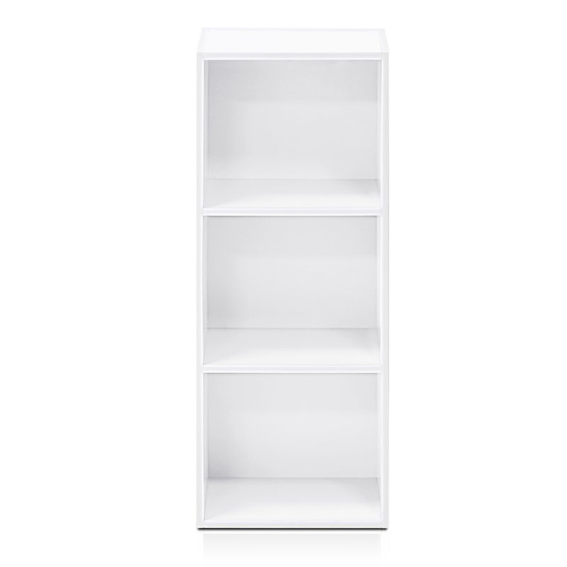 Pemberly Row Engineered Wood 3-Tier Open Shelf Bookcase in White