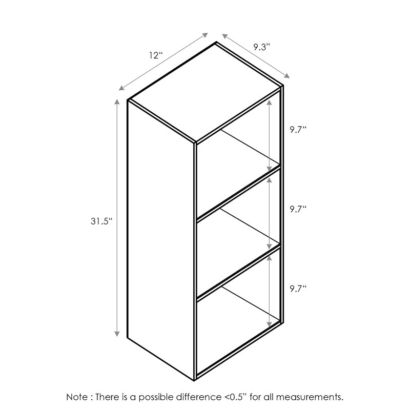 Pemberly Row Engineered Wood 3-Tier Open Shelf Bookcase in White
