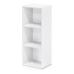 Pemberly Row Engineered Wood 3-Tier Open Shelf Bookcase in White