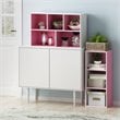 Pemberly Row Engineered Wood 3-Tier Open Shelf Bookcase in White/Pink
