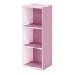 Pemberly Row Engineered Wood 3-Tier Open Shelf Bookcase in White/Pink