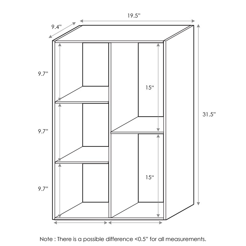 Pemberly Row Engineered Wood 5-Cube Reversible Open Shelf in White
