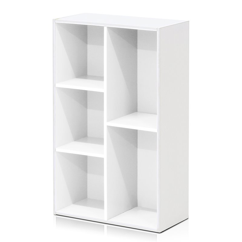 Pemberly Row Engineered Wood 5-Cube Reversible Open Shelf in White