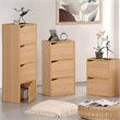 Pemberly Row Wood 3-Tier Bookcase with Door in Steam Beech/Natural