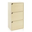 Pemberly Row Wood 3-Tier Bookcase with Door in Steam Beech/Natural