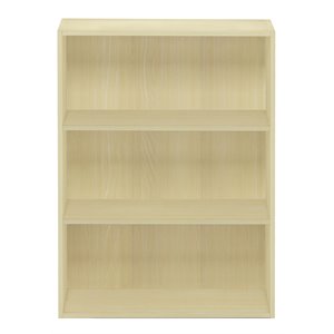 Pemberly Row Engineered Wood 3-Tier Open Shelf in Steam Beech/Natural