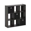 Pemberly Row Engineered Wood 9-Cube Organizer with Bins in Espresso/Black