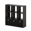 Pemberly Row Engineered Wood 9-Cube Organizer with Bins in Espresso/Black