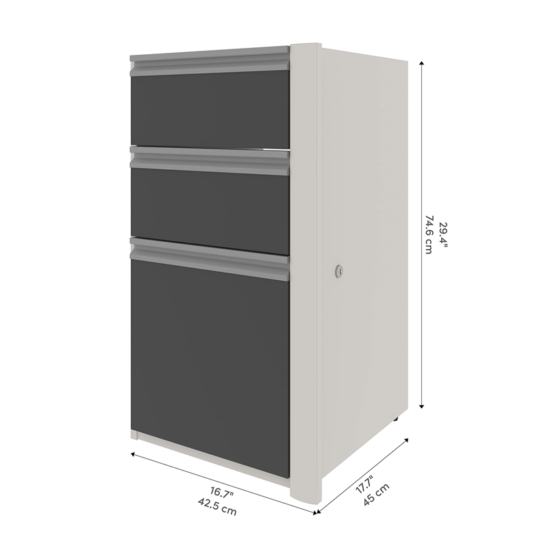 Pemberly Row Office 1 Drawer Filing Cabinet in Slate & Sandstone