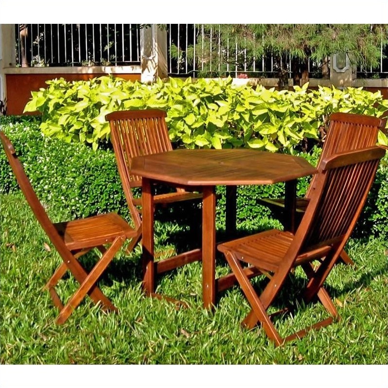 Pemberly Row Modern / Contemporary 5 Piece Wood Patio Dining Set
