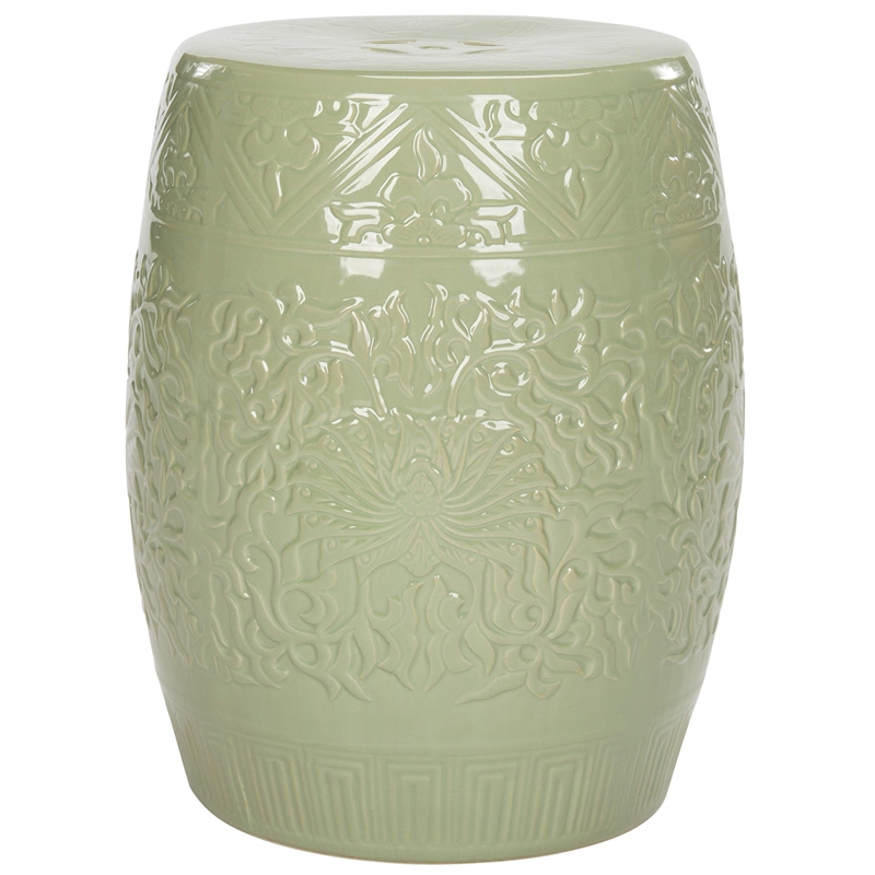 Pemberly Row Contemporary Ceramic Garden Stool in Lime Green