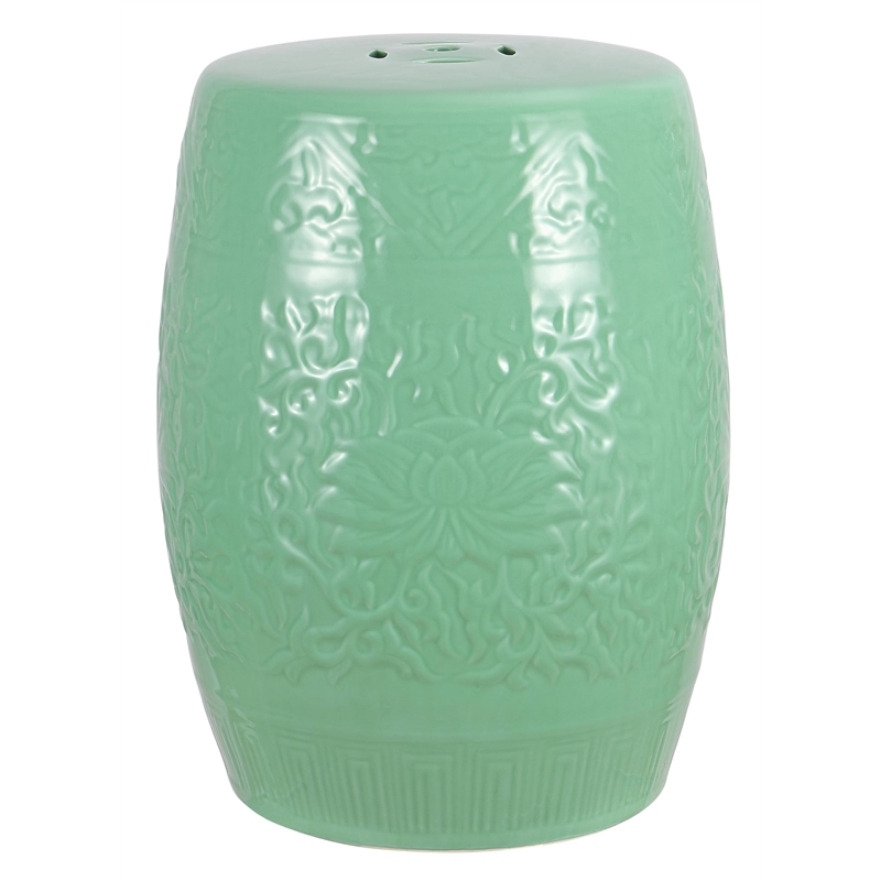Pemberly Row Contemporary Ceramic Garden Stool in Lime Green