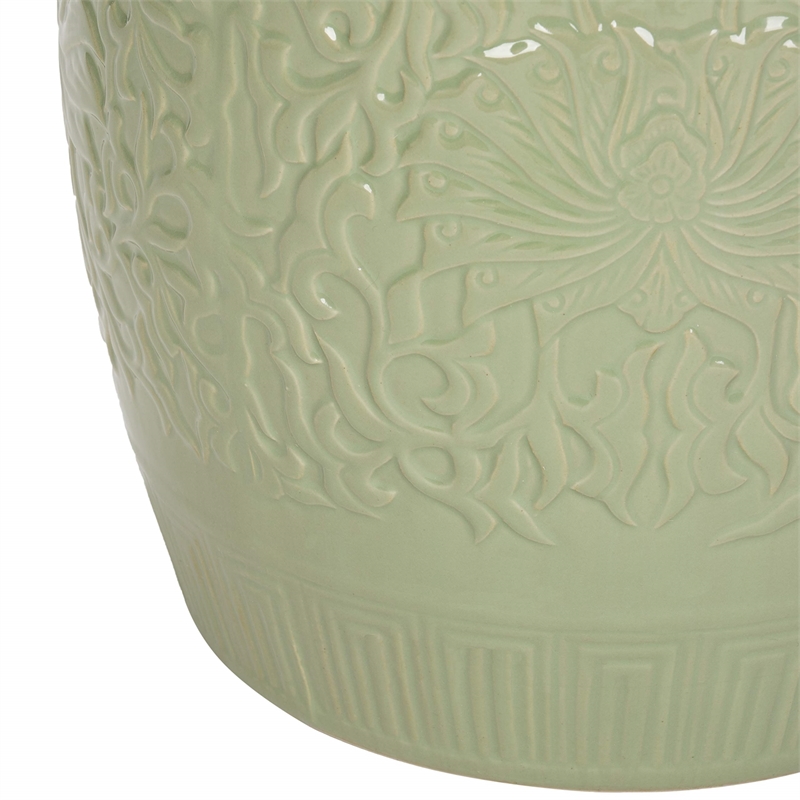 Pemberly Row Contemporary Ceramic Garden Stool in Lime Green