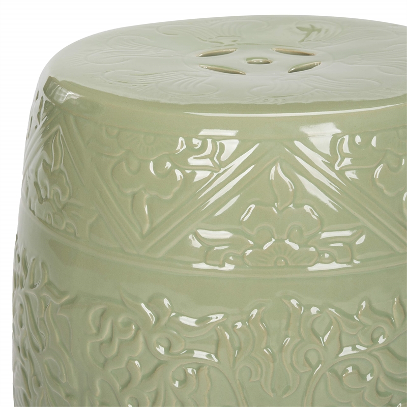 Pemberly Row Contemporary Ceramic Garden Stool in Lime Green