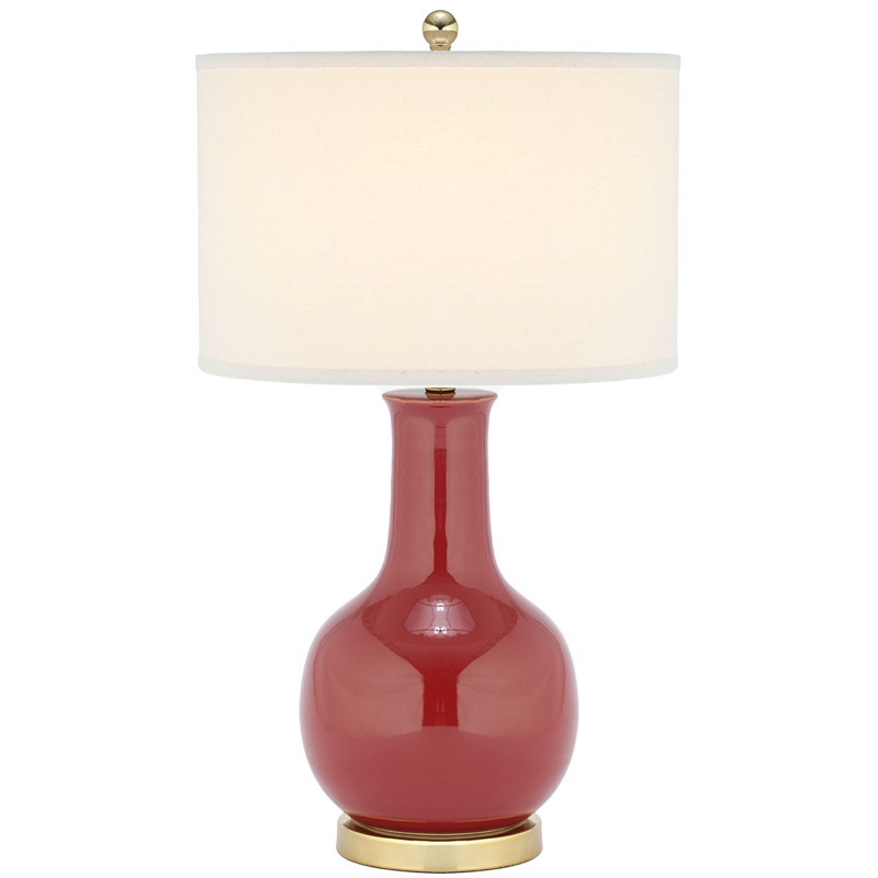 Pemberly Row Modern / Contemporary Ceramic Red Lamp with White Shade