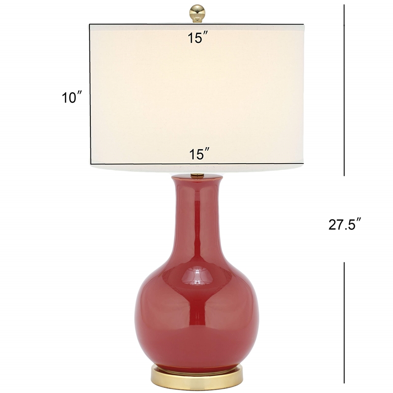Pemberly Row Modern / Contemporary Ceramic Red Lamp with White Shade