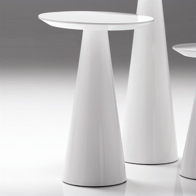 Pemberly Row Contemporary Medium End Table in High Gloss White