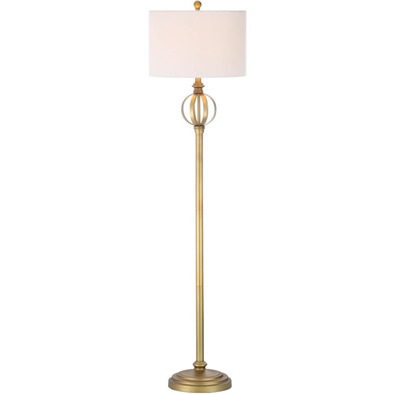 Pemberly Row Modern Garden Sphere Floor Lamp in Gold and White