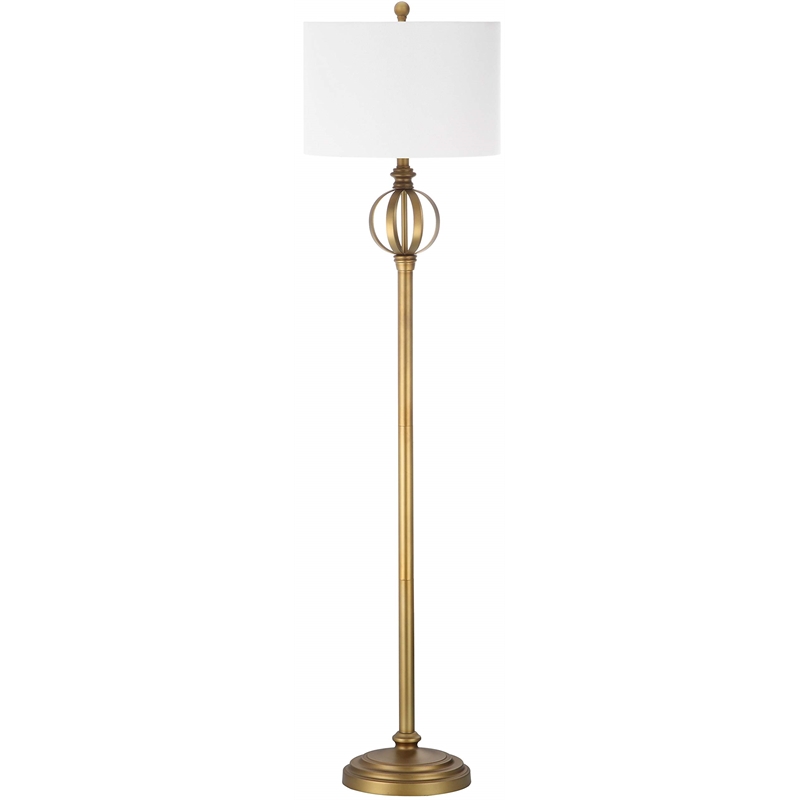 Pemberly Row Modern Garden Sphere Floor Lamp in Gold and White