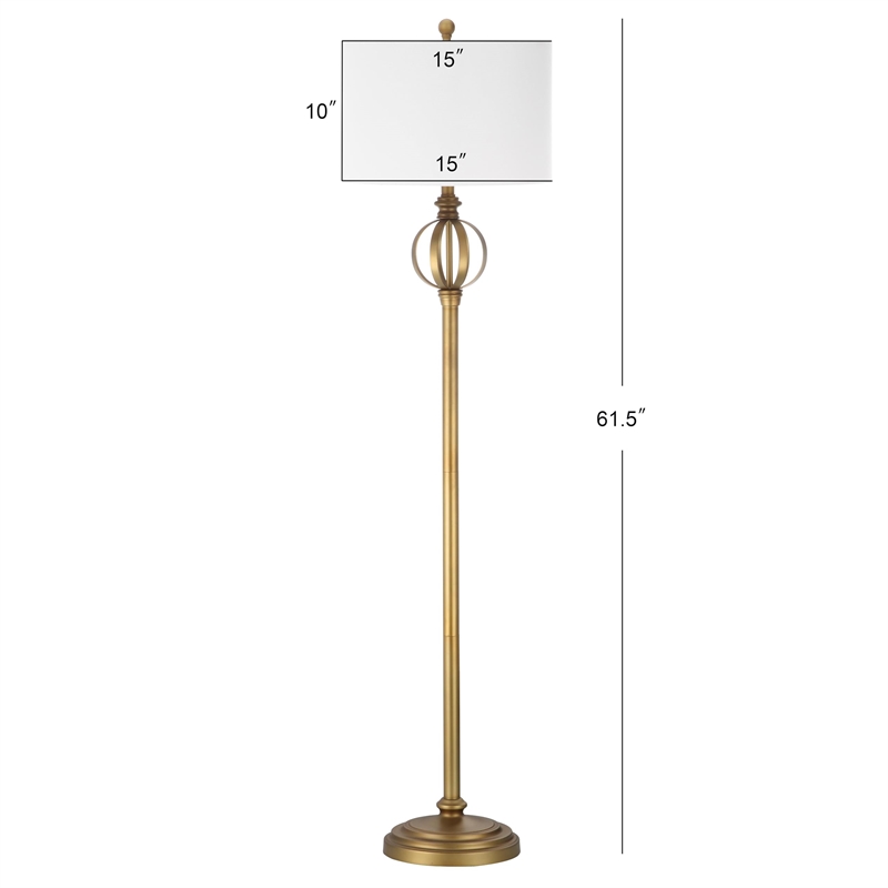 Pemberly Row Modern Garden Sphere Floor Lamp in Gold and White