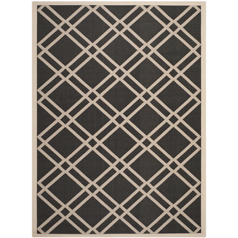 Pemberly Row Contemporary Black Indoor Outdoor Rug - 9' x 12'