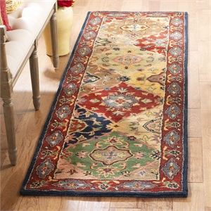 Pemberly Row Red Traditional Wool Rug - Runner 2'3&quot x 12' in Multi-Color