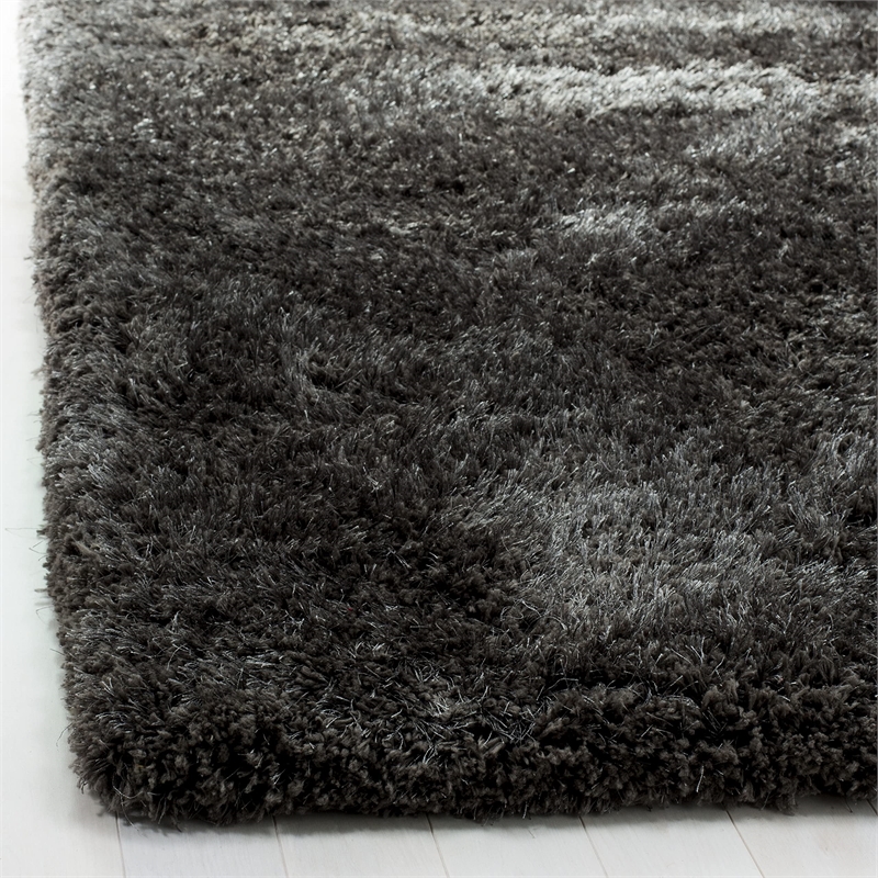 Pemberly Row Modern / Contemporary Dark Gray Shag Rug - 4' x 6'