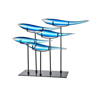 Pemberly Row Modern / Contemporary 5 Fish Blue Finish Sculpture