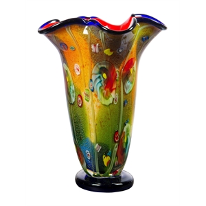 Pemberly Row Modern / Contemporary Coast Sand Favrile Vase in Multi-Color