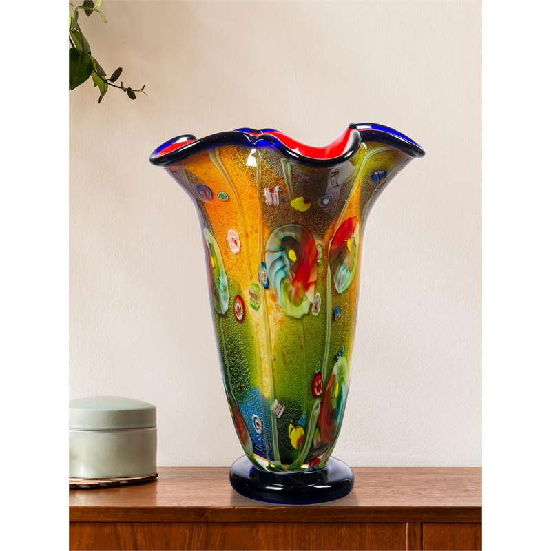 Pemberly Row Modern / Contemporary Coast Sand Favrile Vase in Multi-Color