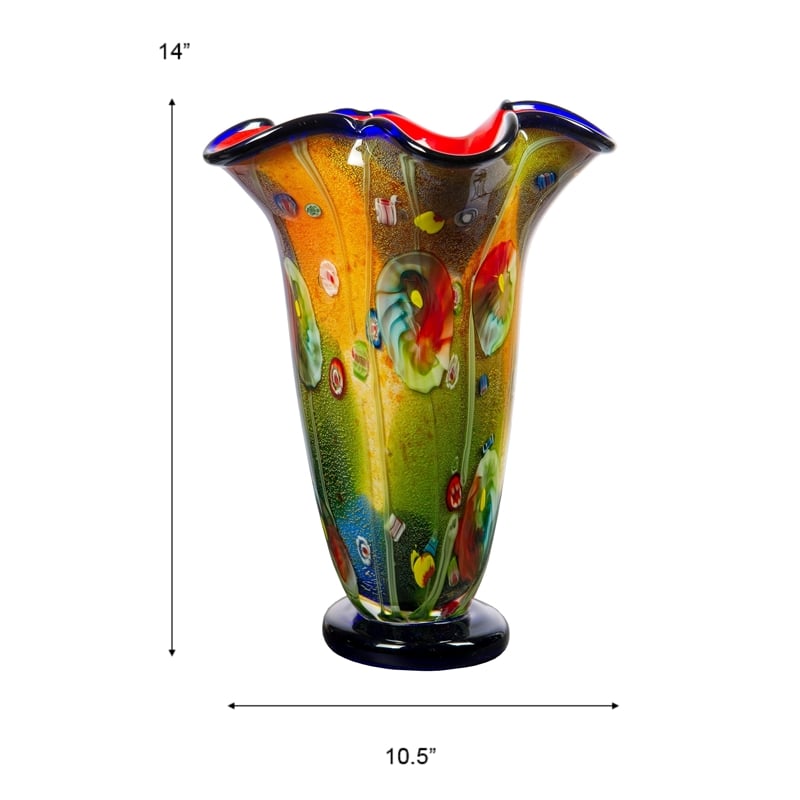 Pemberly Row Modern / Contemporary Coast Sand Favrile Vase in Multi-Color
