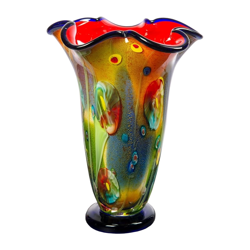 Pemberly Row Modern / Contemporary Coast Sand Favrile Vase in Multi-Color