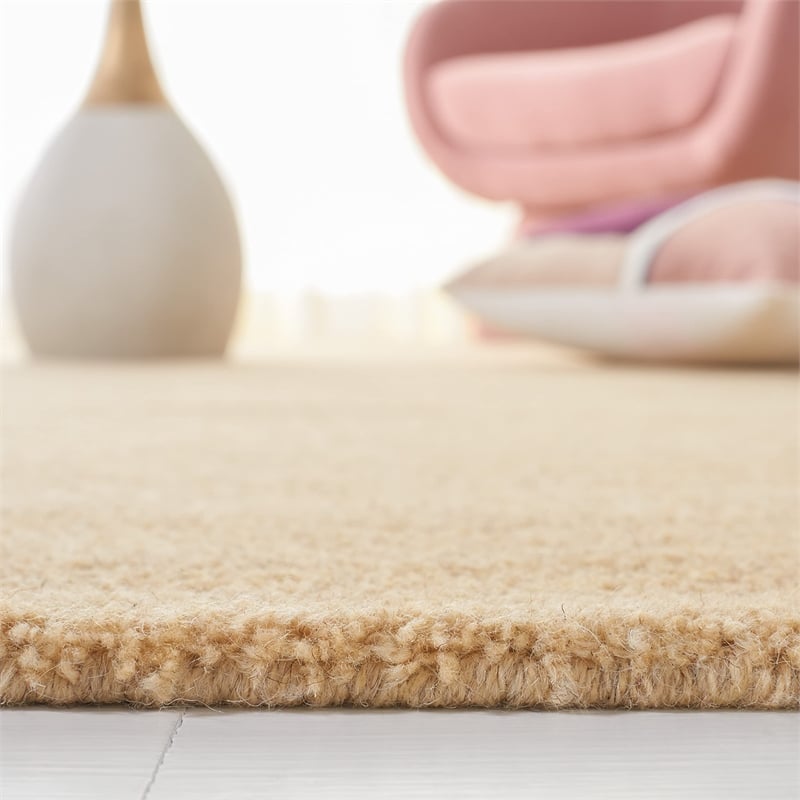 Pemberly Row Modern 9' X 12' Hand Loomed Wool Pile Rug in Beige