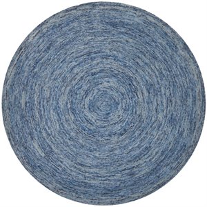 Pemberly Row 4' Round Hand Tufted Wool Pile Rug in Dark Blue
