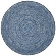 Pemberly Row 8' Round Hand Tufted Wool Pile Rug in Dark Blue