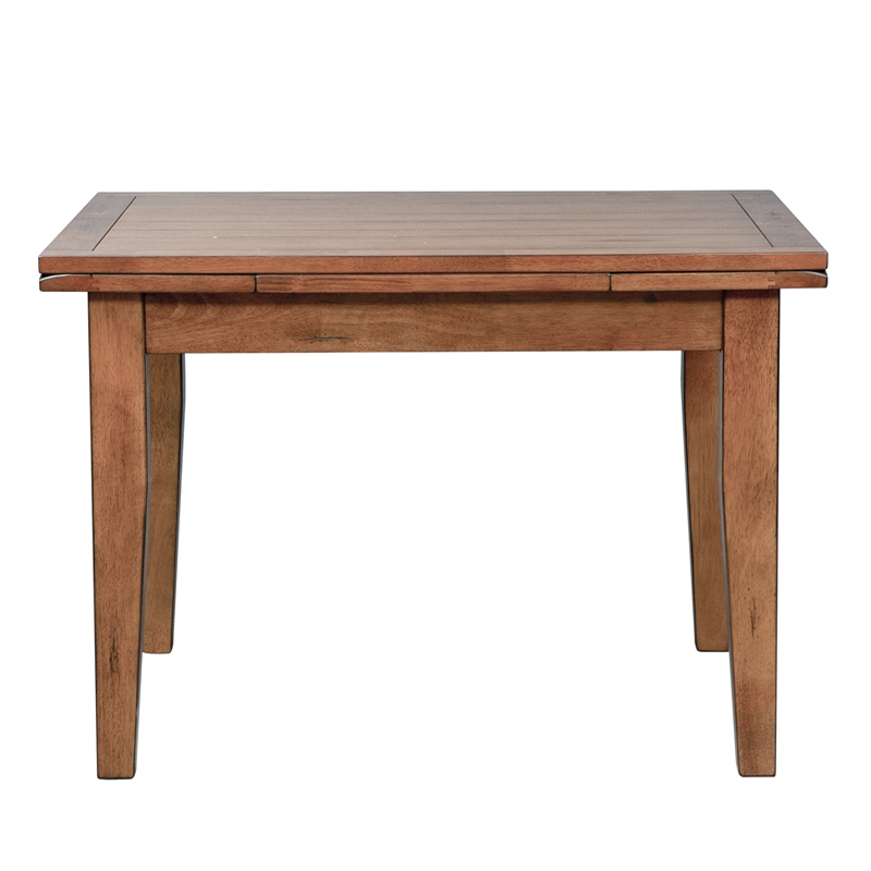 Pemberly Row Contemporary Retractable Dining Table in Rustic Oak