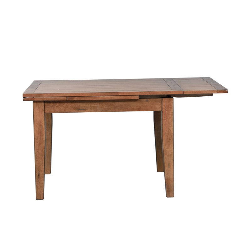 Pemberly Row Contemporary Retractable Dining Table in Rustic Oak