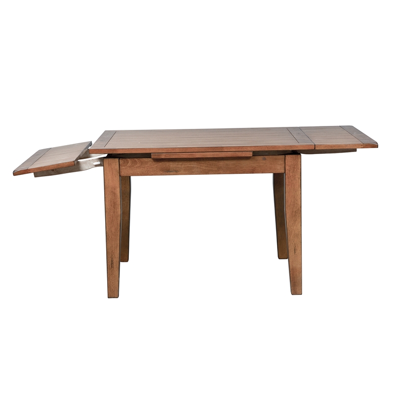 Pemberly Row Contemporary Retractable Dining Table in Rustic Oak