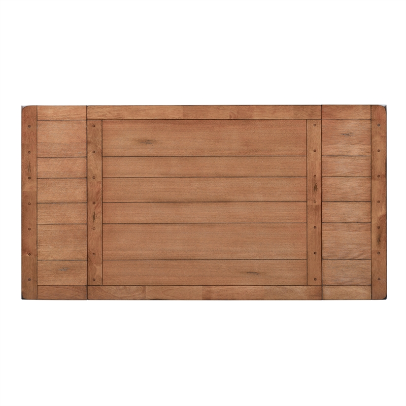 Pemberly Row Contemporary Retractable Dining Table in Rustic Oak