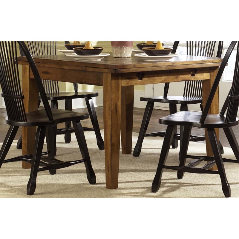 Pemberly Row Contemporary Retractable Dining Table in Rustic Oak